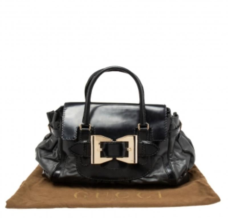 Gucci Black Leather Large Dialux Queen Tote For Sale 5