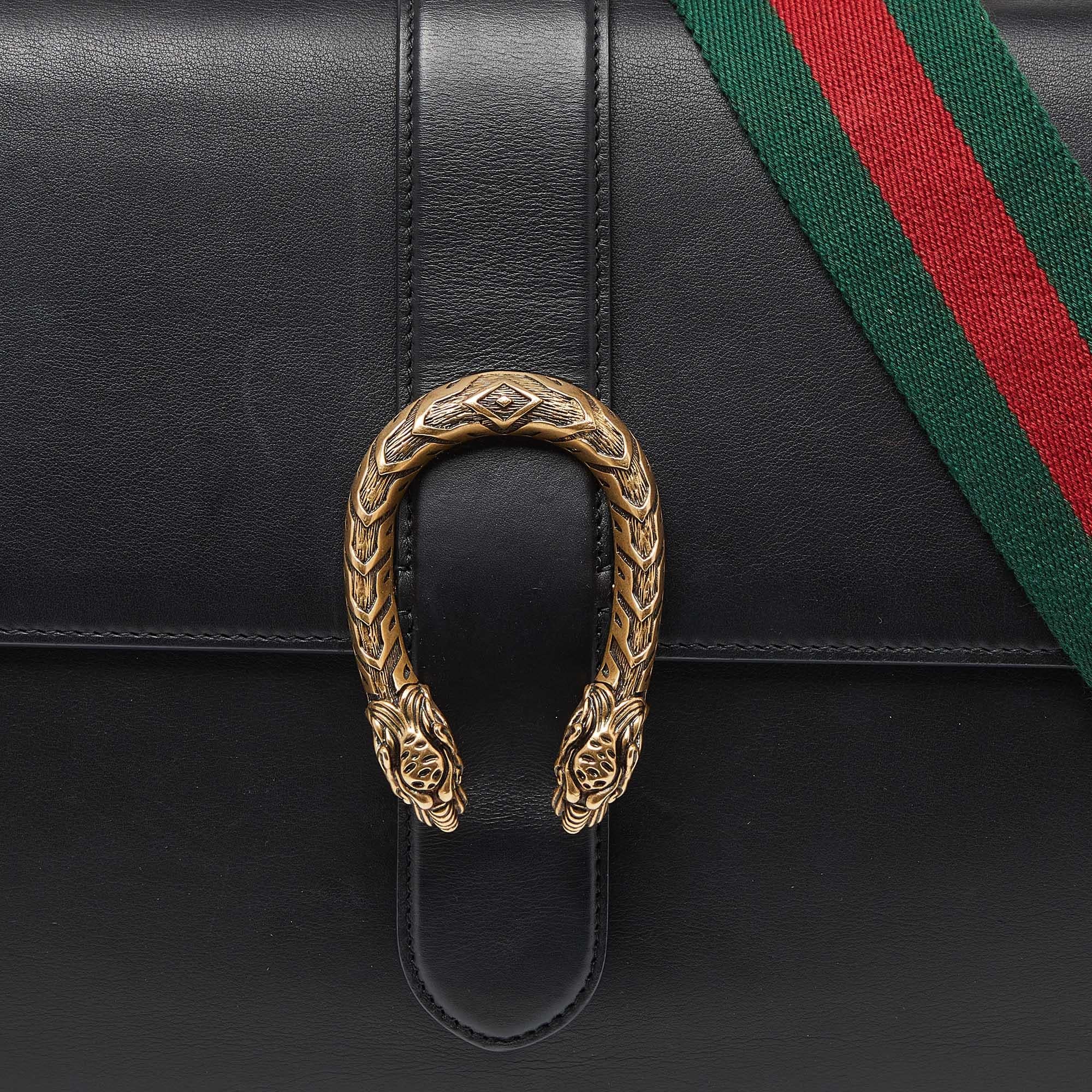 Gucci Black Leather Large Dionysus Bamboo Top Handle Bag 1
