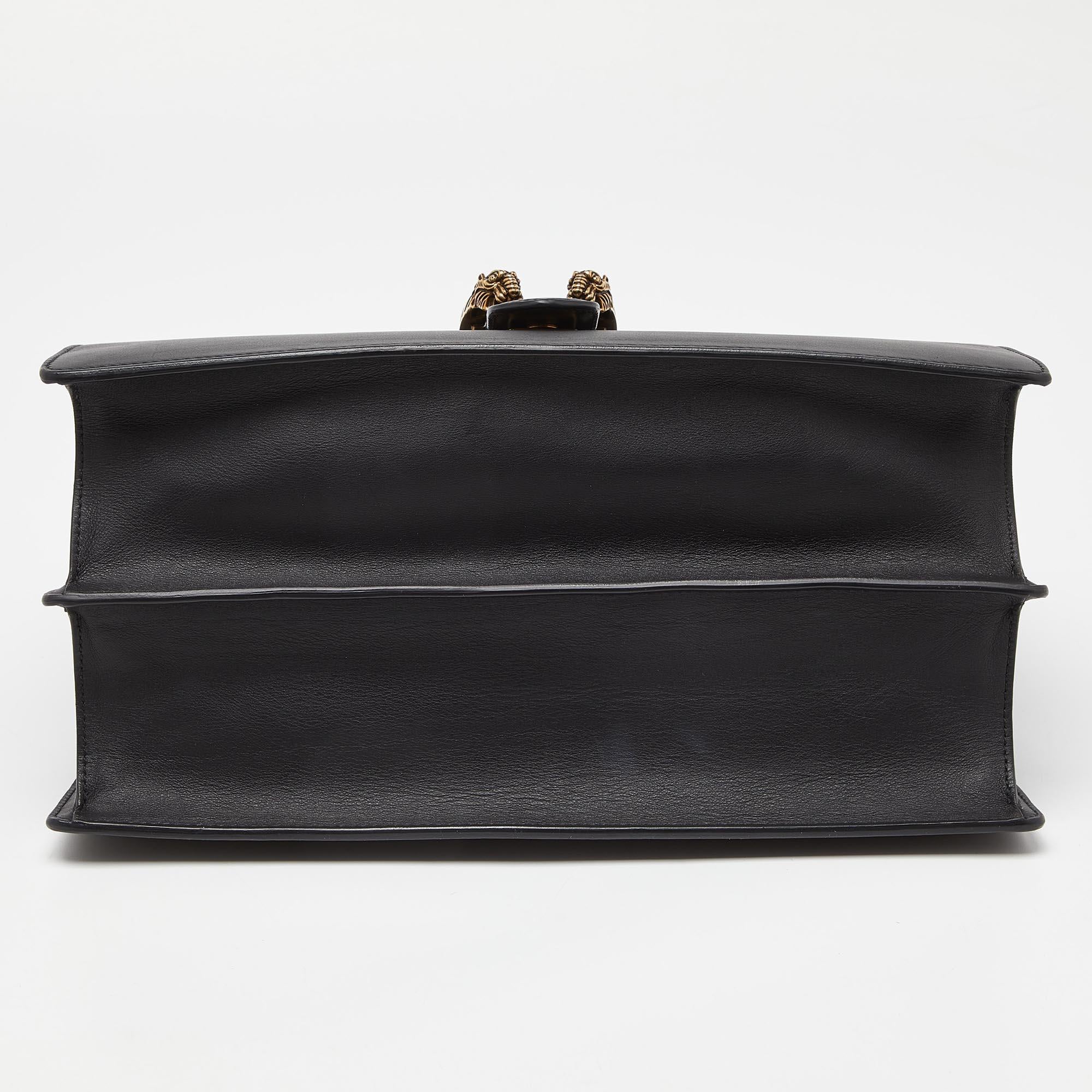Gucci Black Leather Large Dionysus Bamboo Top Handle Bag 2