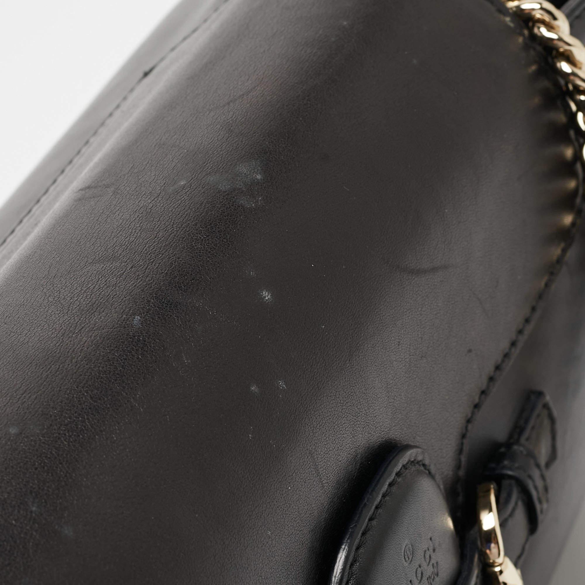 Gucci Black Leather Large Emily Chain Shoulder Bag For Sale 6