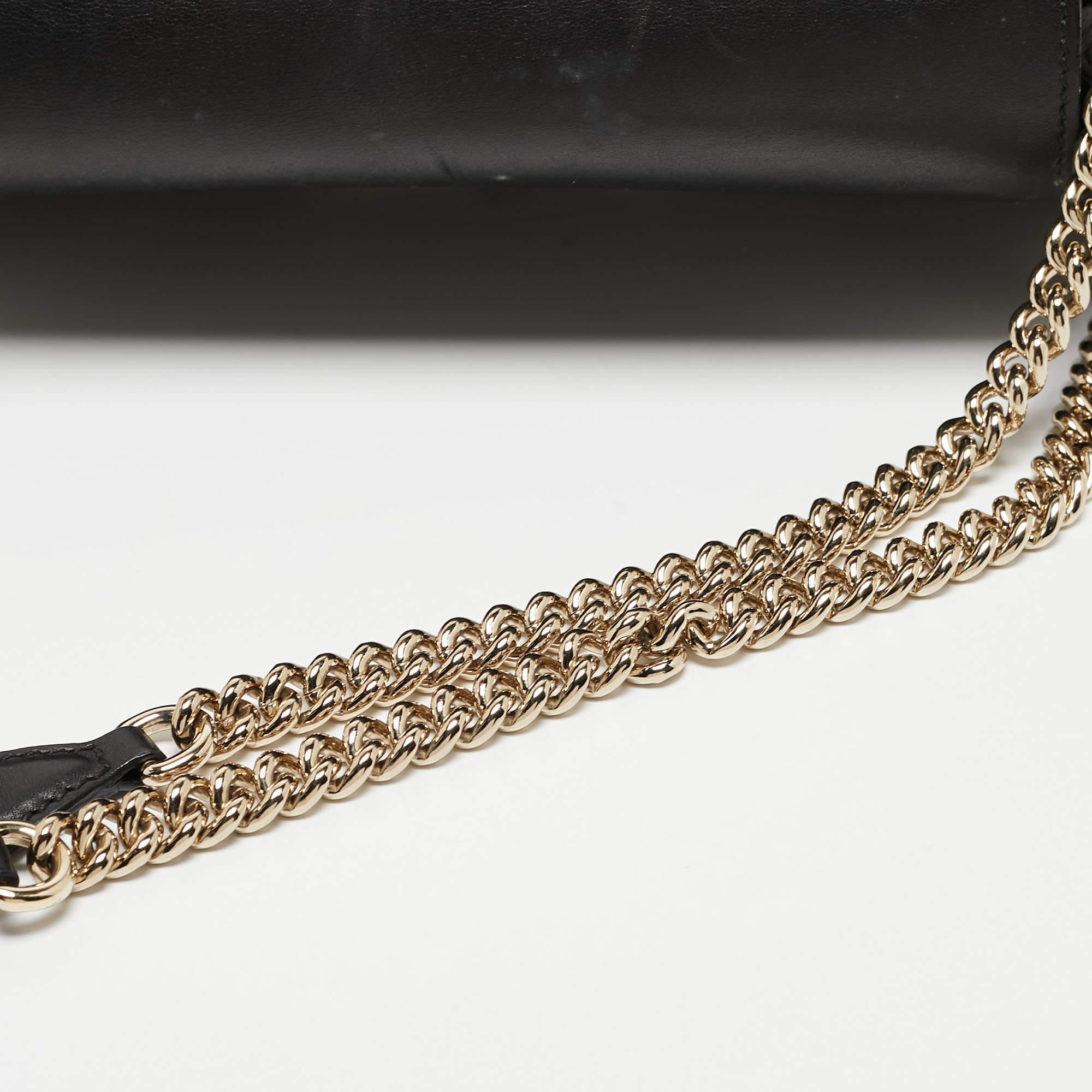 Gucci Black Leather Large Emily Chain Shoulder Bag For Sale 12