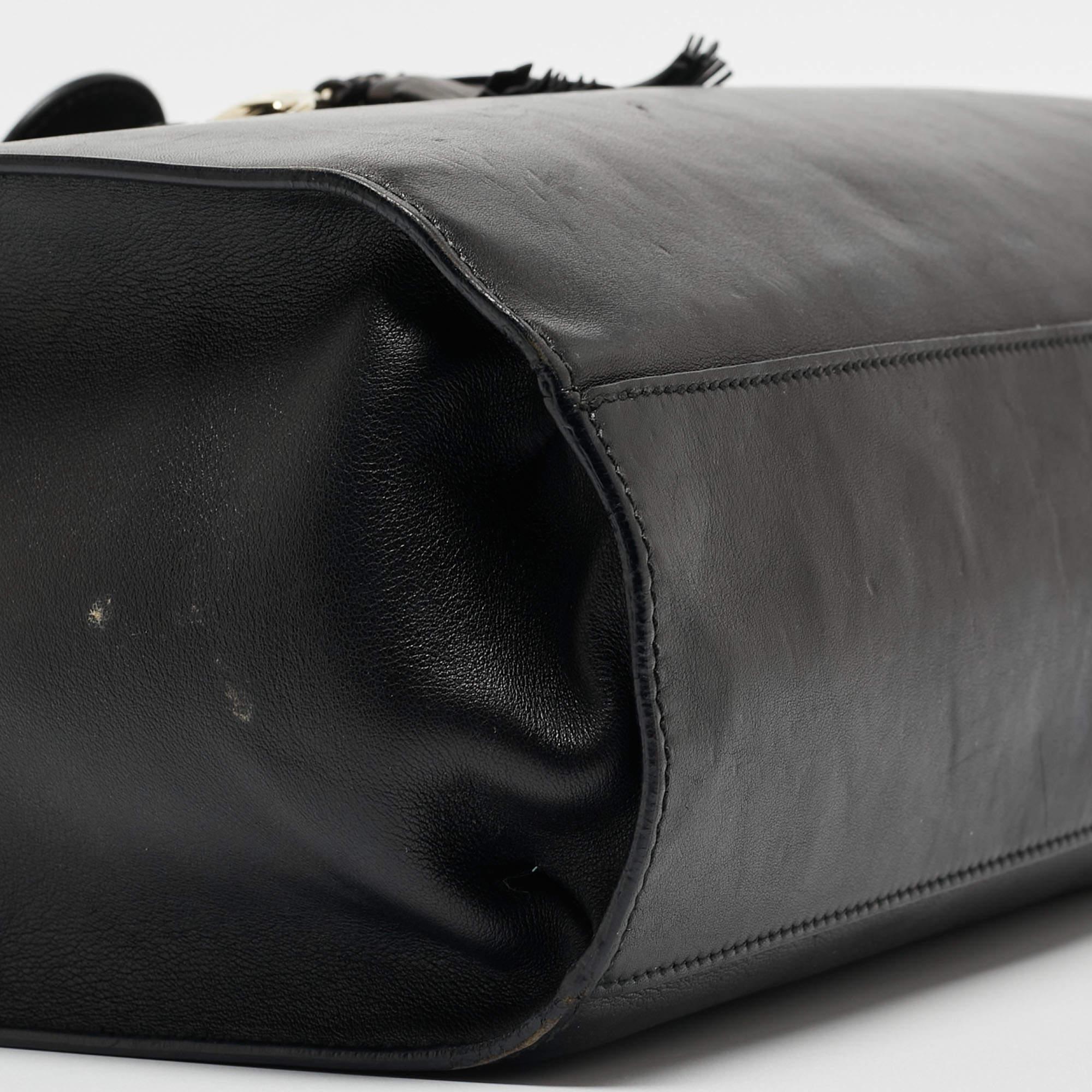Gucci Black Leather Large Emily Chain Shoulder Bag For Sale 2