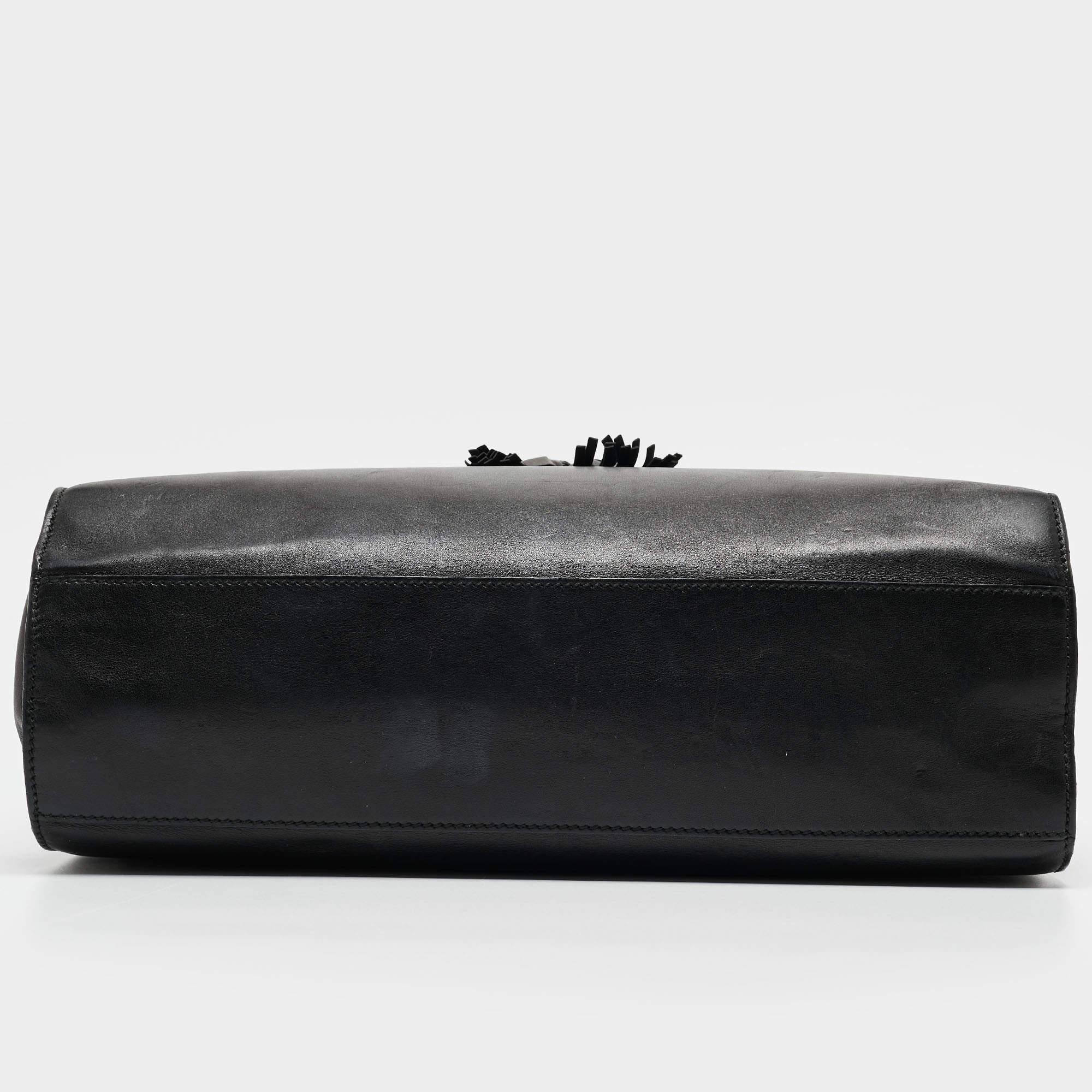 Gucci Black Leather Large Emily Chain Shoulder Bag For Sale 3