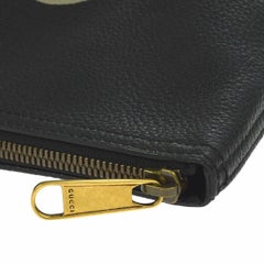 Gucci Black Leather Large Envelope Carryall Men's Women's Travel Clutch Pouch