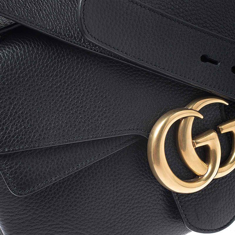 Gucci Black Leather Large GG Marmont Shoulder Bag 3