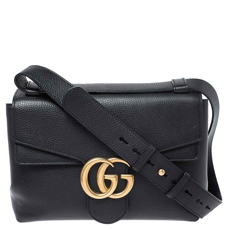 Gucci Black Leather Large GG Marmont Shoulder Bag 5