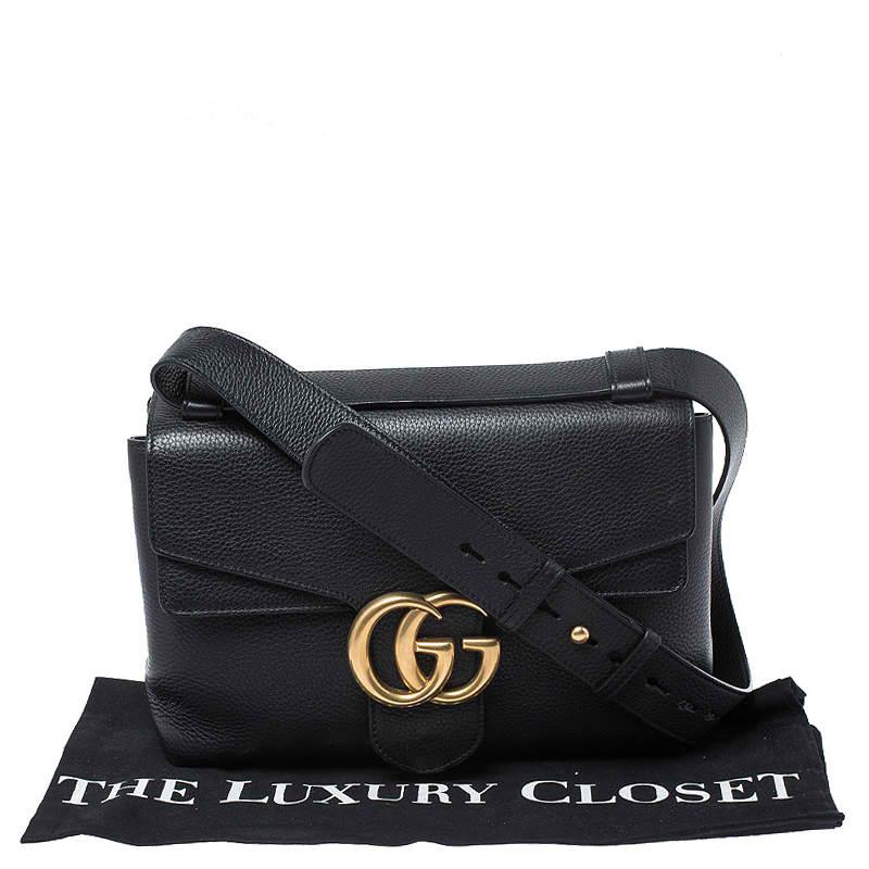 Gucci Black Leather Large GG Marmont Shoulder Bag 6