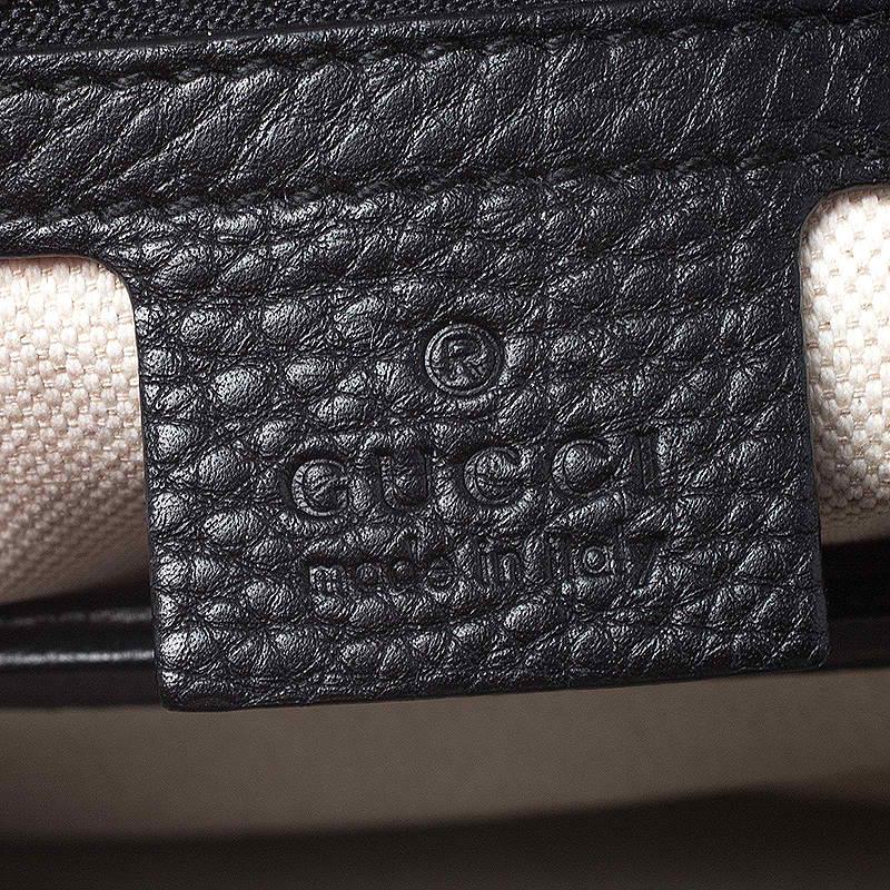 Women's Gucci Black Leather Large GG Marmont Shoulder Bag