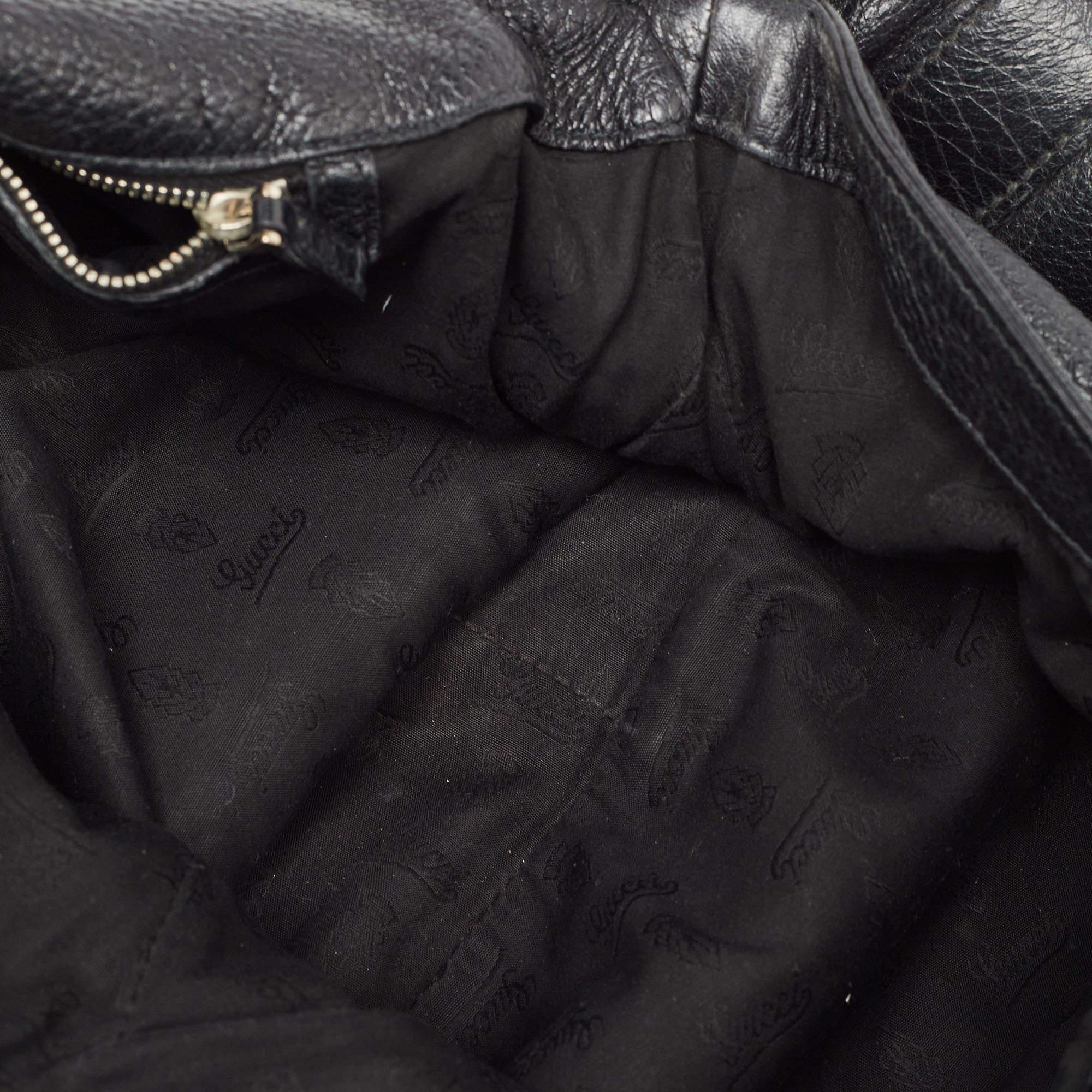 Gucci Black Leather Large Jungle Shoulder Bag 6