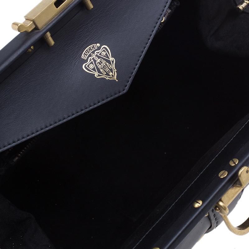 Gucci Black Leather Large Limited Edition Lady Stirrup Top Handle Tote Bag 4