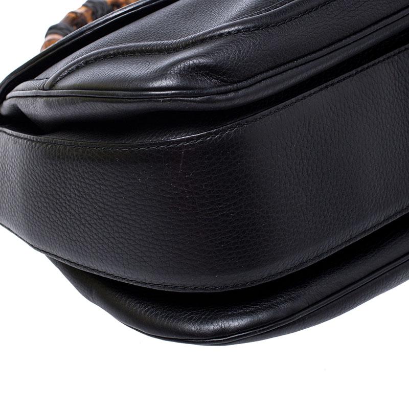 Gucci Black Leather Large New Bamboo Tassel Top Handle bag 1