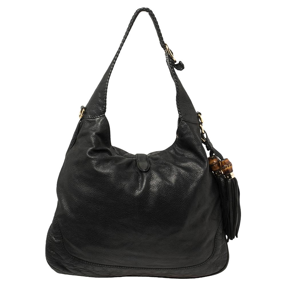 Women's Gucci Black Leather Large New Jackie Hobo