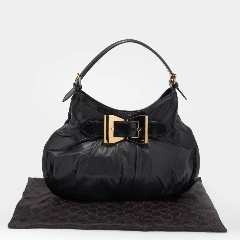Gucci Black Leather Large Queen Hobo 8