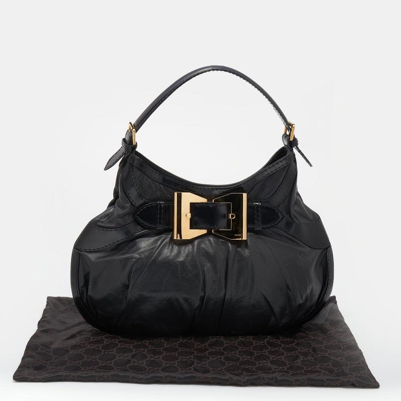 Gucci Black Leather Large Queen Hobo 9