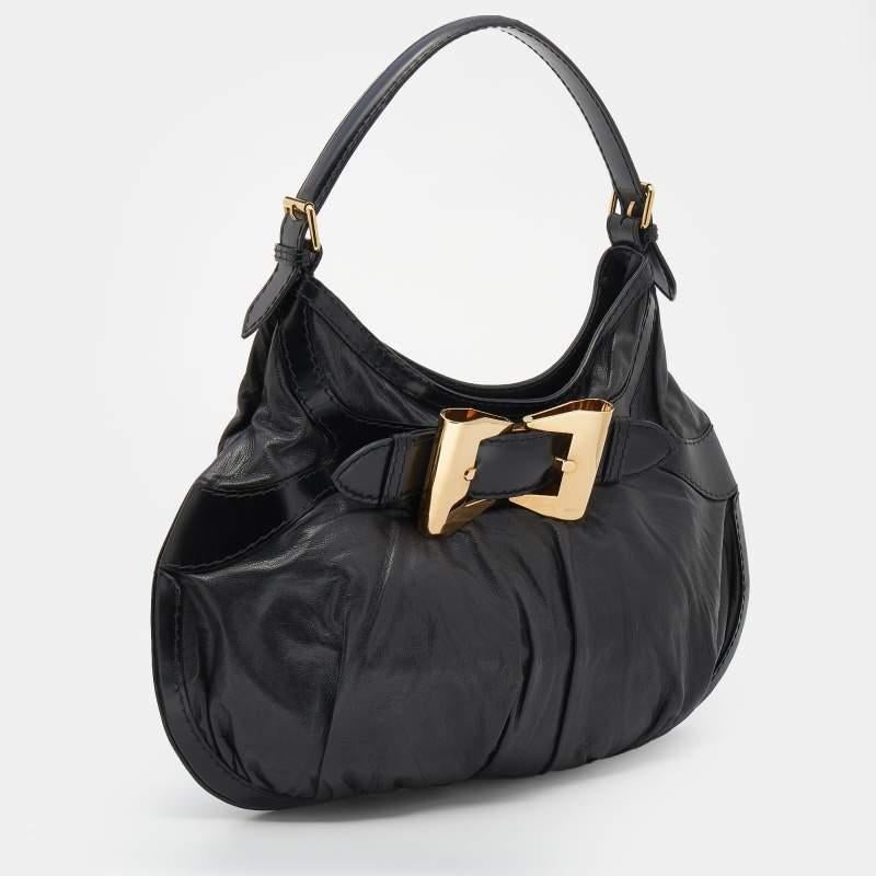 Women's Gucci Black Leather Large Queen Hobo