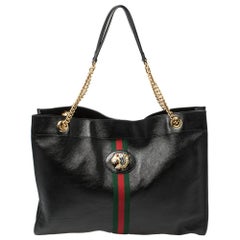 Gucci Black Leather Large Rajah Chain Tote