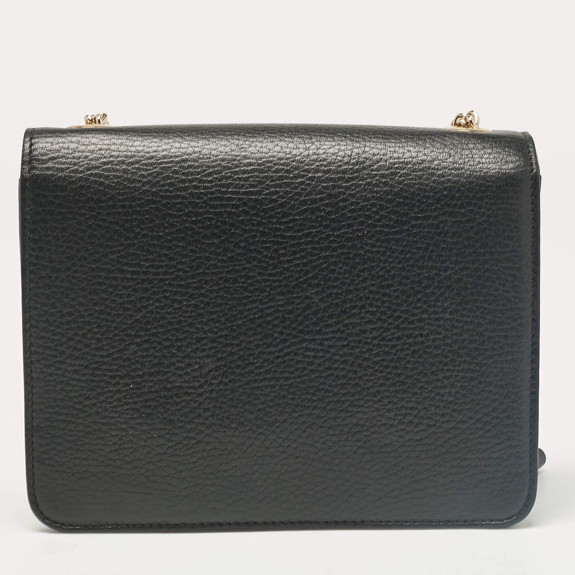 Women's Gucci Black Leather Leather Dollar Interlocking Crossbody Bag