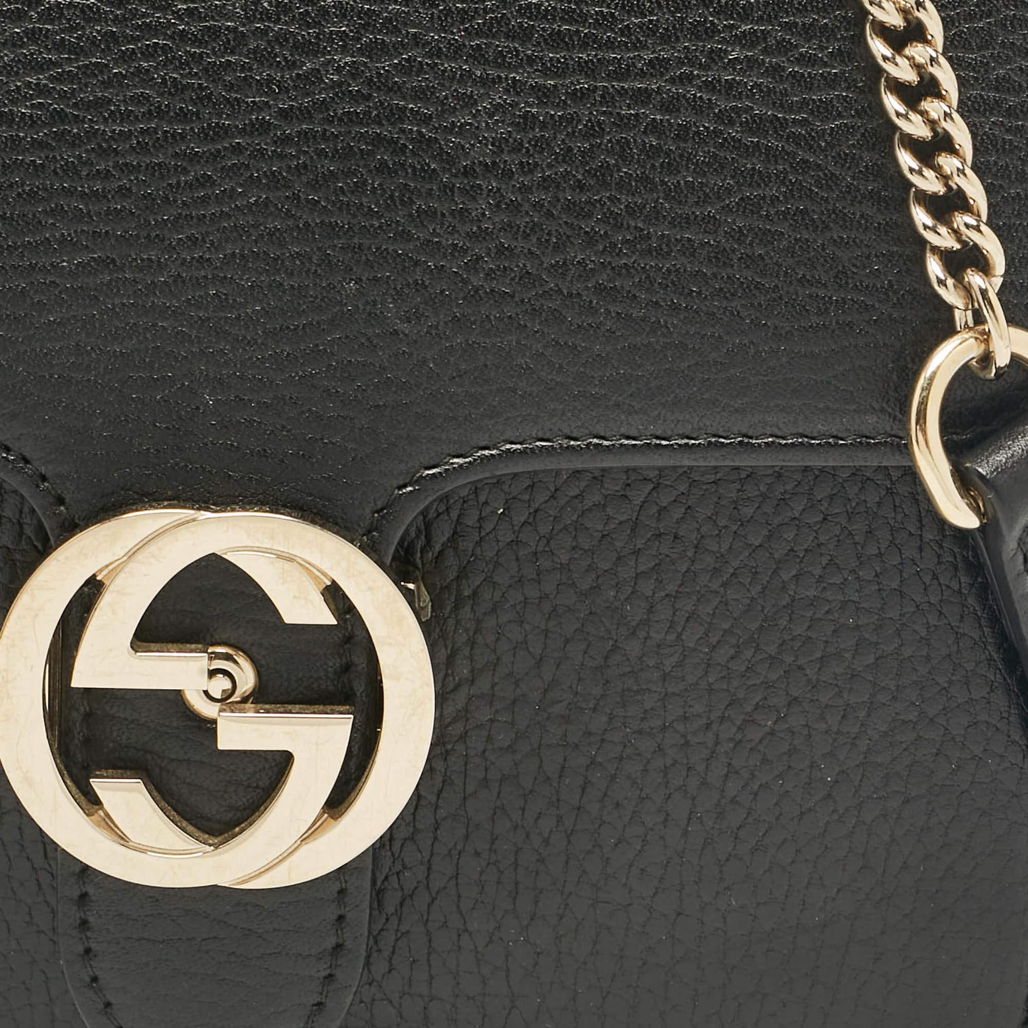 Gucci Black Leather Leather Dollar Interlocking Crossbody Bag 1