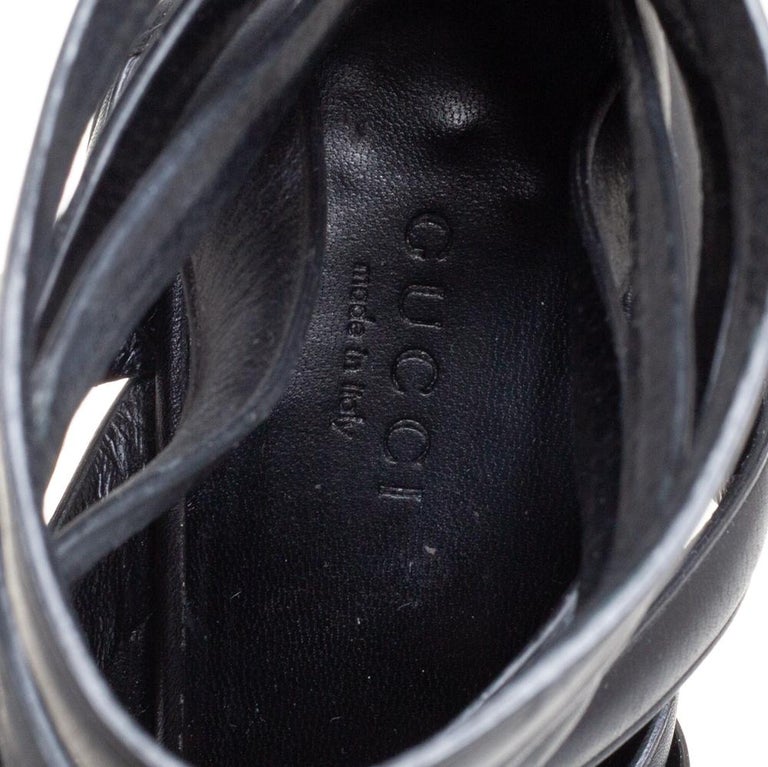 Gucci Black Leather Lifford Cage Platform Sandals Size 39 For Sale at ...