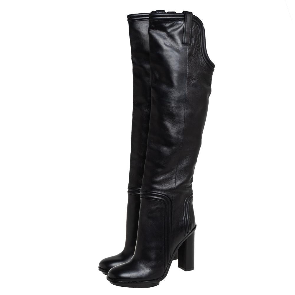 Gucci Black Leather Lifford Knee-Length Boots Size 39.5 1