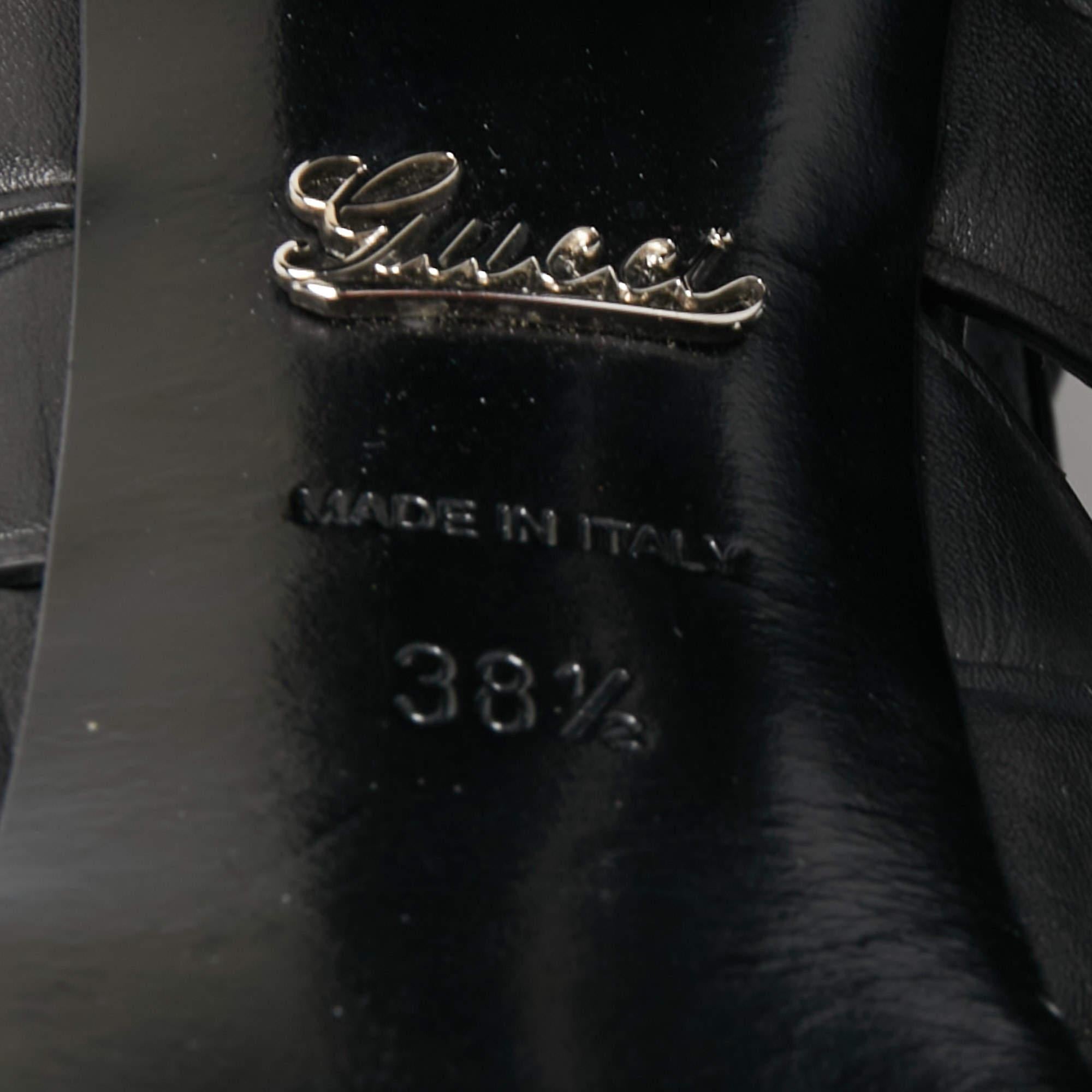 Gucci Black Leather Lifford Platform Sandals Size 38.5 4