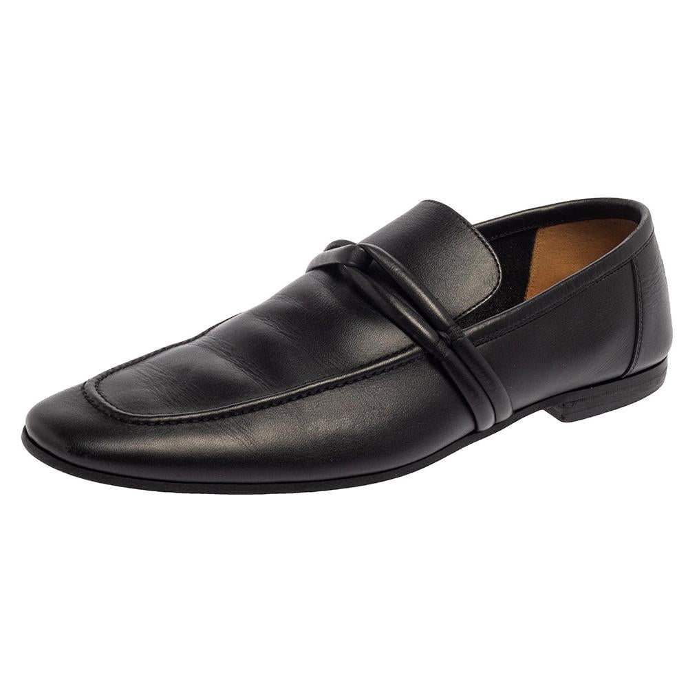 Gucci Black Leather Loafers Size 40 For Sale