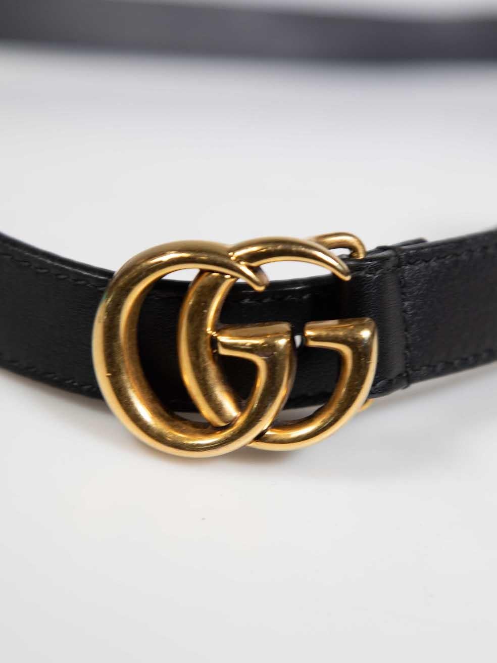 Women's Gucci Black Leather Logo Buckle Thin Belt