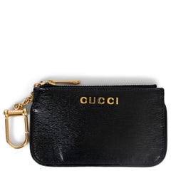 GUCCI black leather LOGO Credit Card Wallet