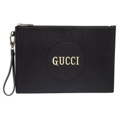 Used Gucci Black Leather Logo Pouch