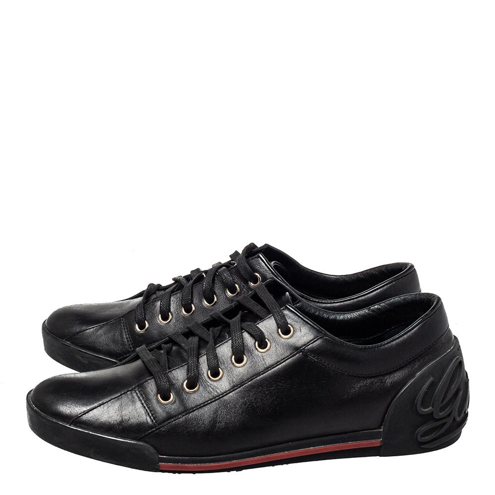 Gucci Black Leather Low Top Sneakers Size 39 2