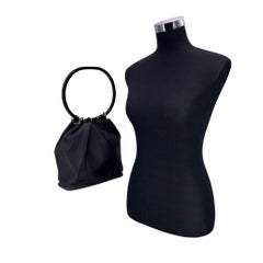 Gucci Black Leather Lucite Oval Handle Bucket Shoulder Bag