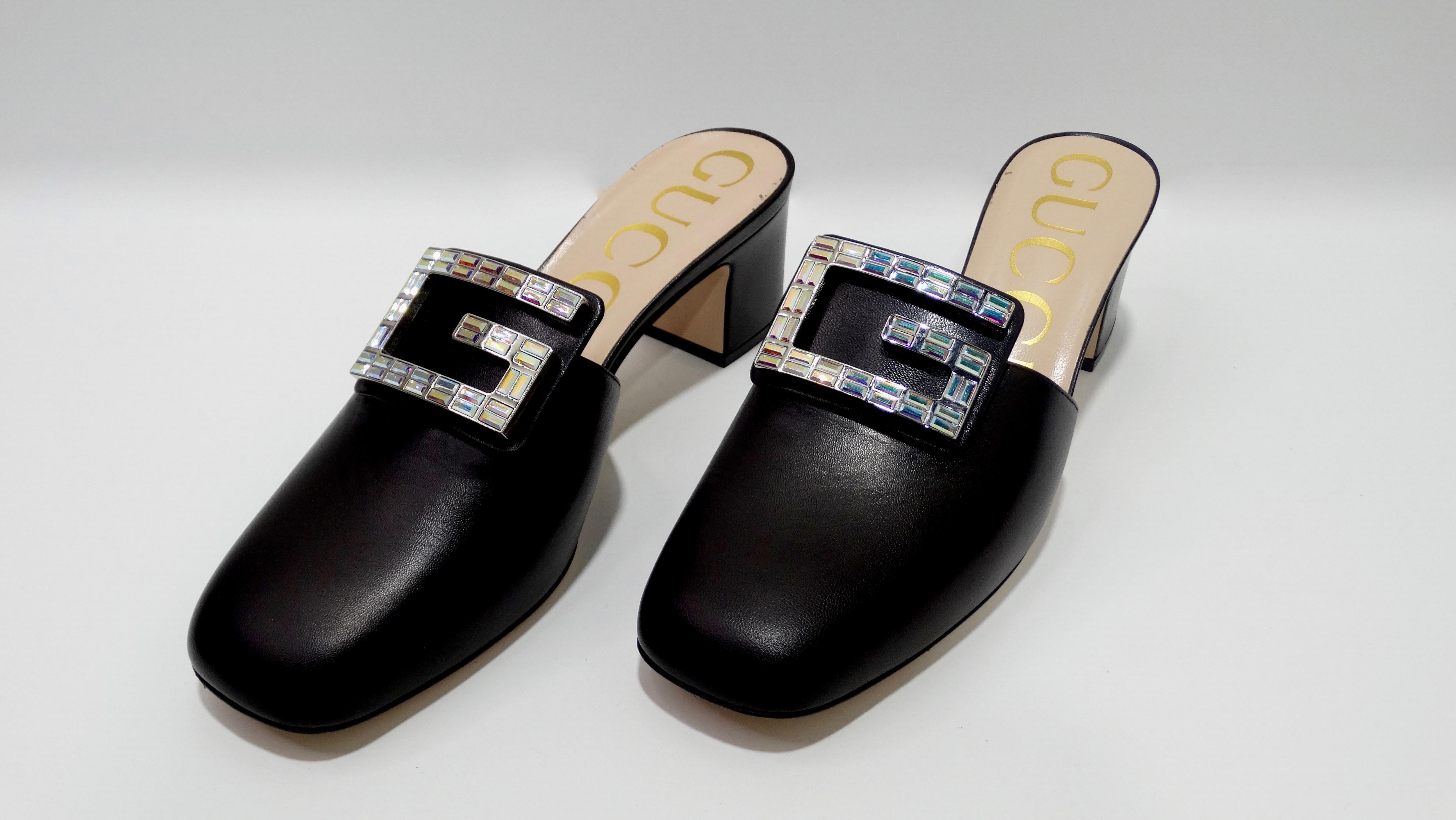 Gucci Black Leather Madelyn Mules at 1stDibs