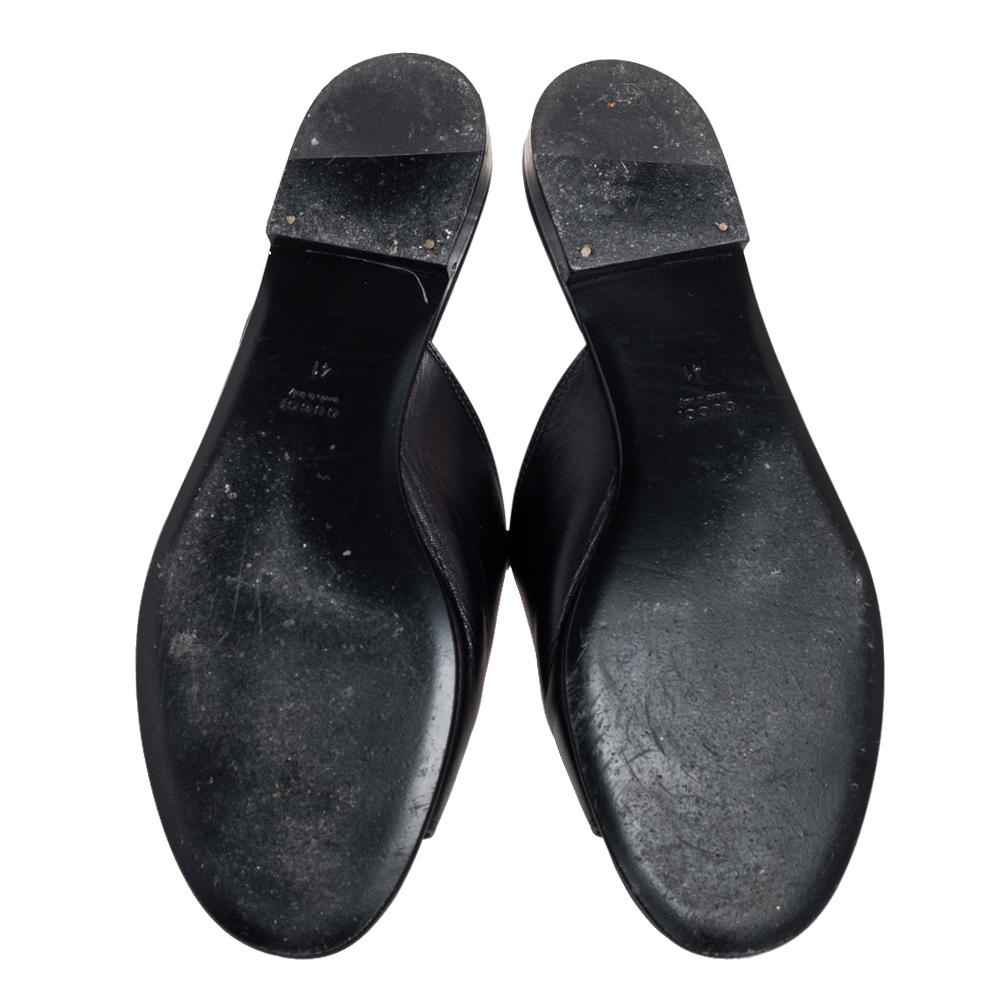 Gucci Black Leather Malaga Horsebit Flat Slides Size 41 1