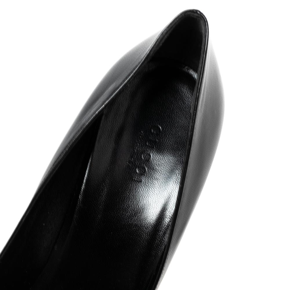 Gucci Black Leather Malibu Bamboo Heel Pointed Toe Pumps Size 38 1