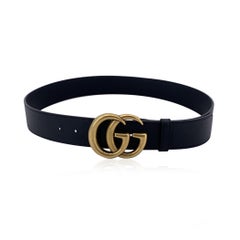 Gucci Black Leather Marmont Belt GG Buckle Size 90/36