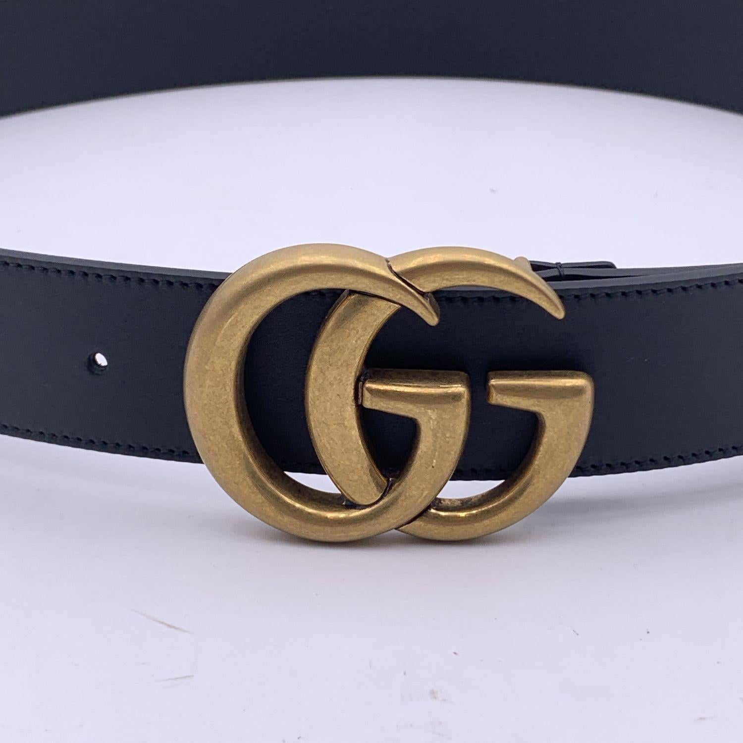 Women's or Men's Gucci Black Leather Marmont Belt with GG Buckle Size 110/44