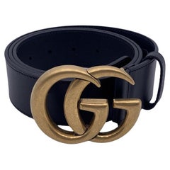 Gucci Black Leather Marmont Belt with GG Buckle Size 110/44
