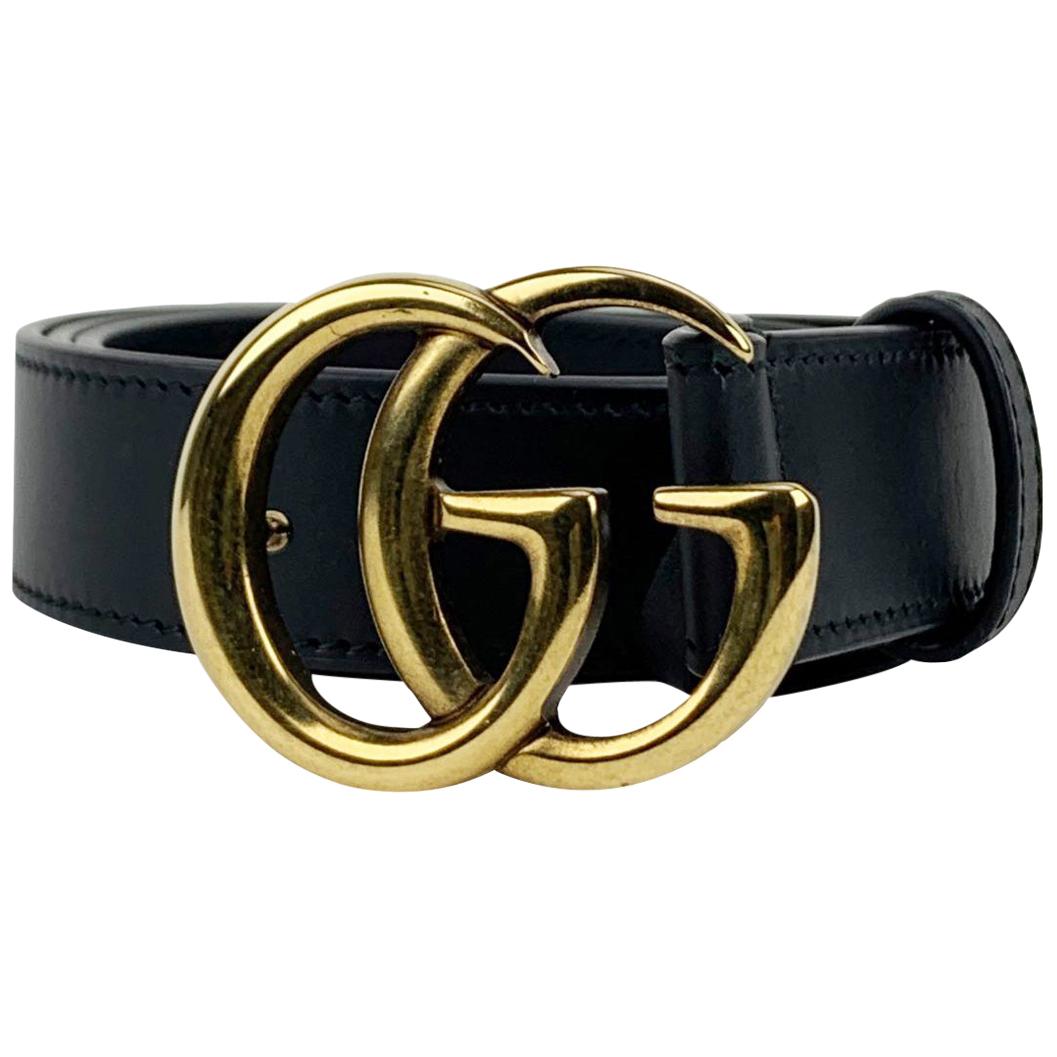 Gucci Black Leather Marmont Belt with GG Buckle Size 75/30 Never Worn