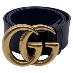 Gucci Black Leather Marmont Belt with GG Buckle Size 80/32