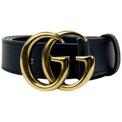 Gucci Black Leather Marmont Belt with GG Buckle Size 80/32 Never Worn