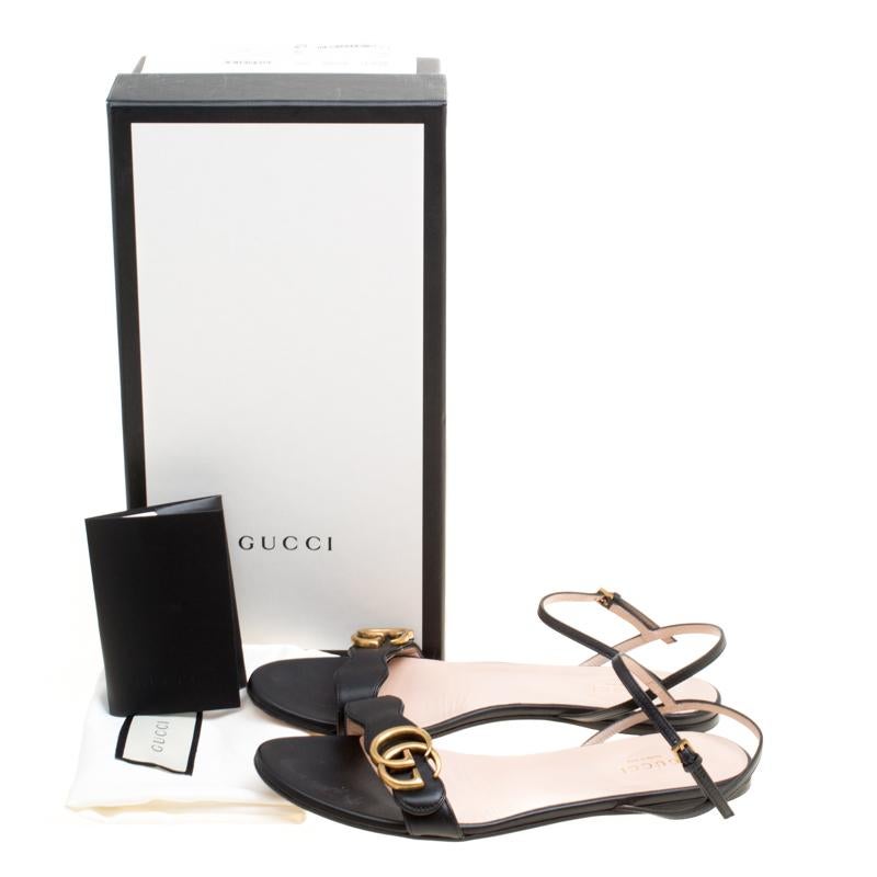 Gucci marmont double new arrivals g flat leather sandals