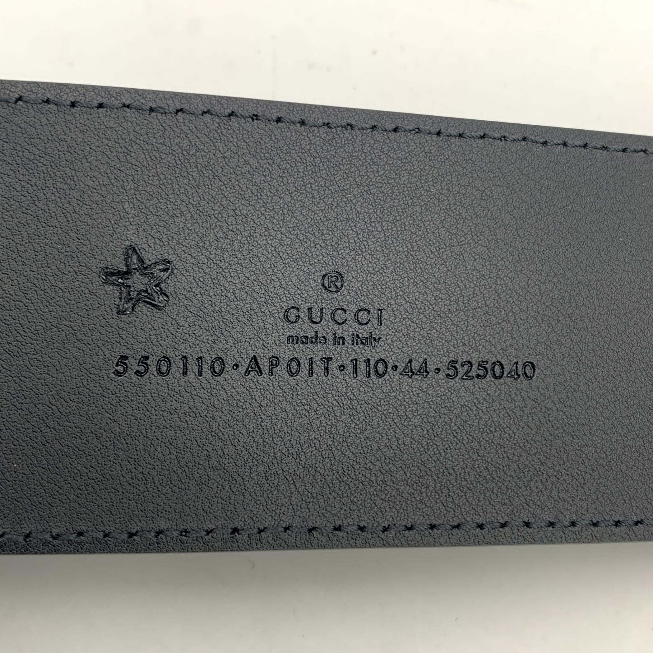 Women's Gucci Black Leather Marmont Wide Belt with Crystal GG Buckle 110/44