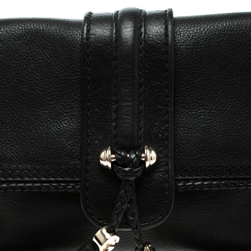 Gucci Black Leather Marrakech Baguette Shoulder Bag In Good Condition In Dubai, Al Qouz 2