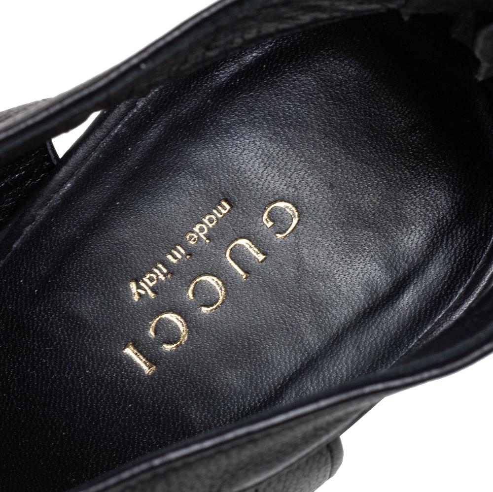 Gucci Black Leather Marrakech Open Toe Block Heel Sandals Size 38.5 1