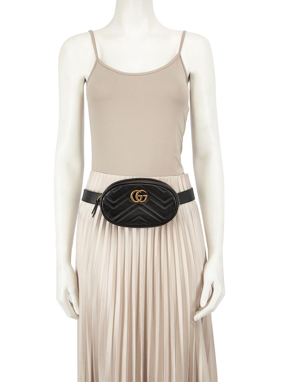 Gucci Black Leather Matelasse GG Marmont Belt Bag 4