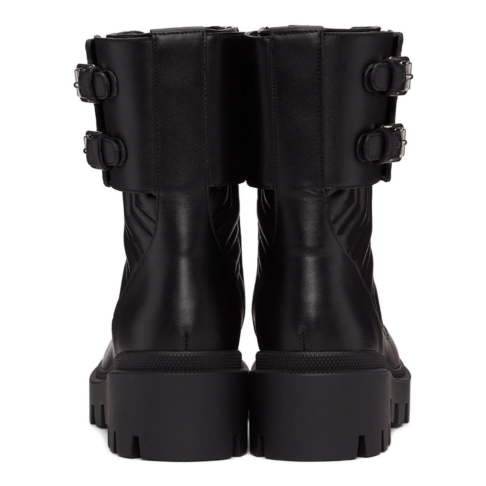 Women's or Men's Gucci Black Leather Matelassé Interlocking G Boots (EU 42)