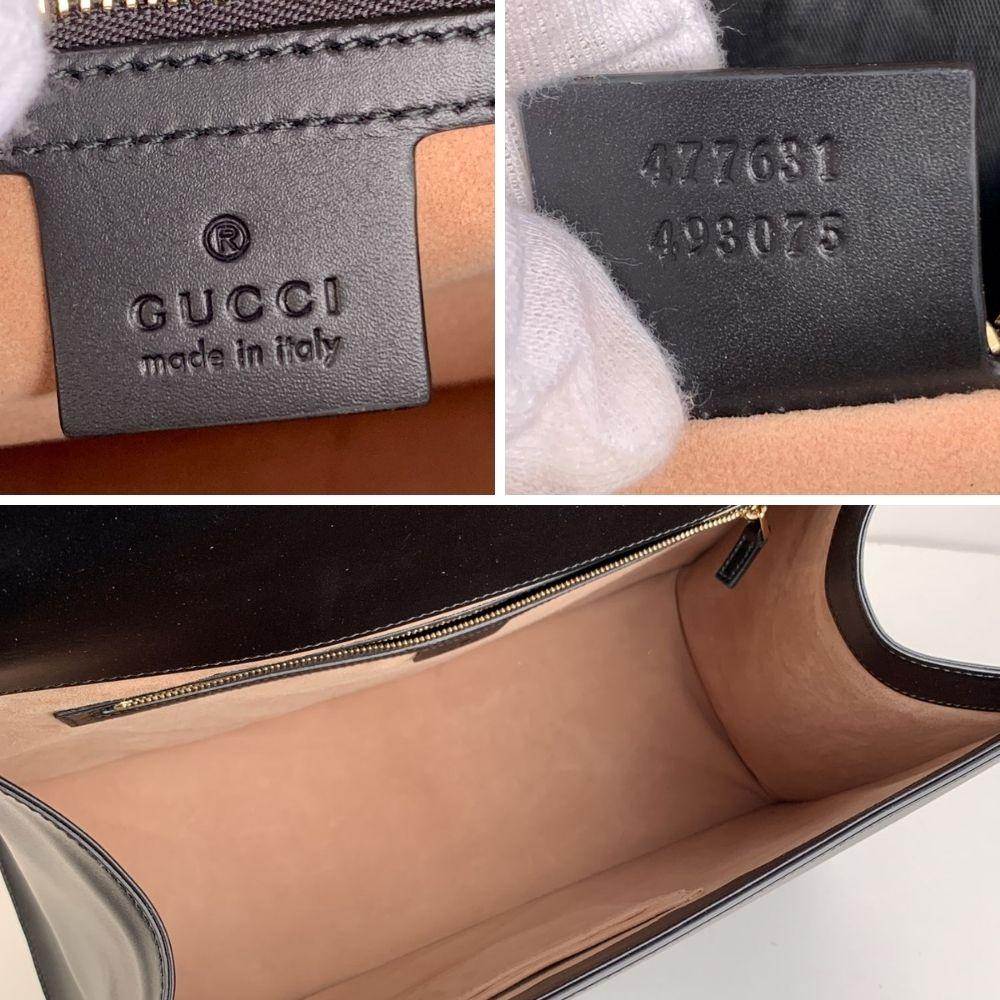 Women's Gucci Black Leather Maxi Sylvie Satchel Top Handle Bag