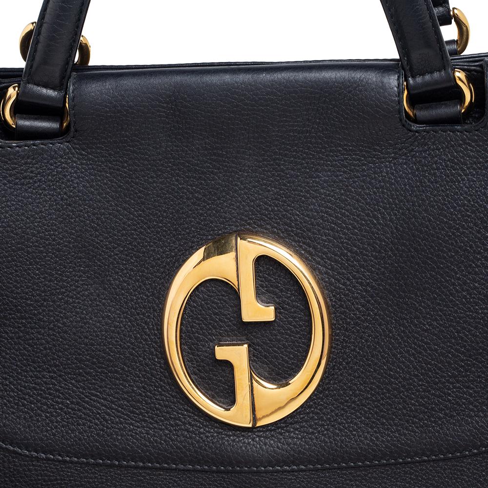 Gucci Black Leather Medium 1973 Top Handle Bag 7