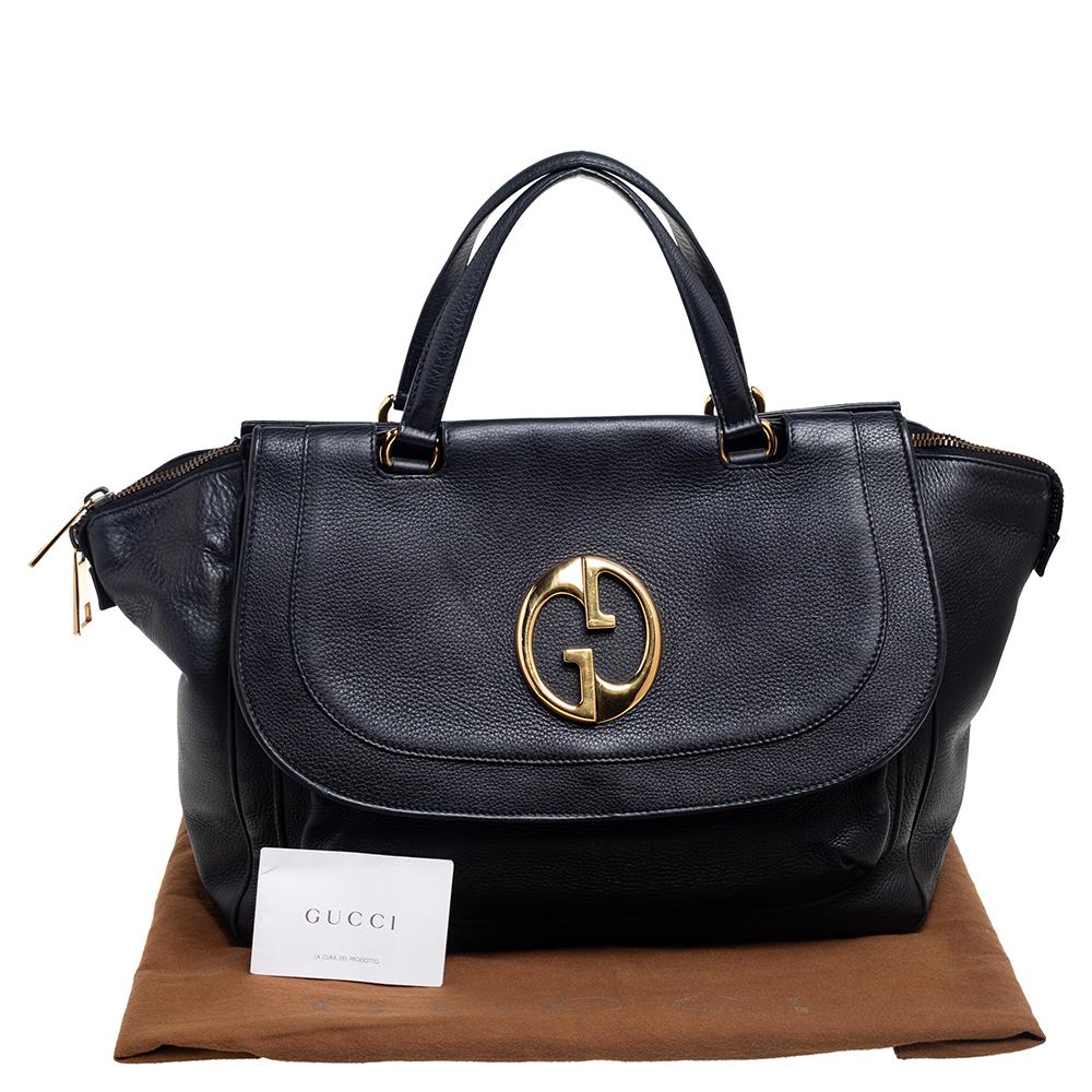 Gucci Black Leather Medium 1973 Top Handle Bag 8