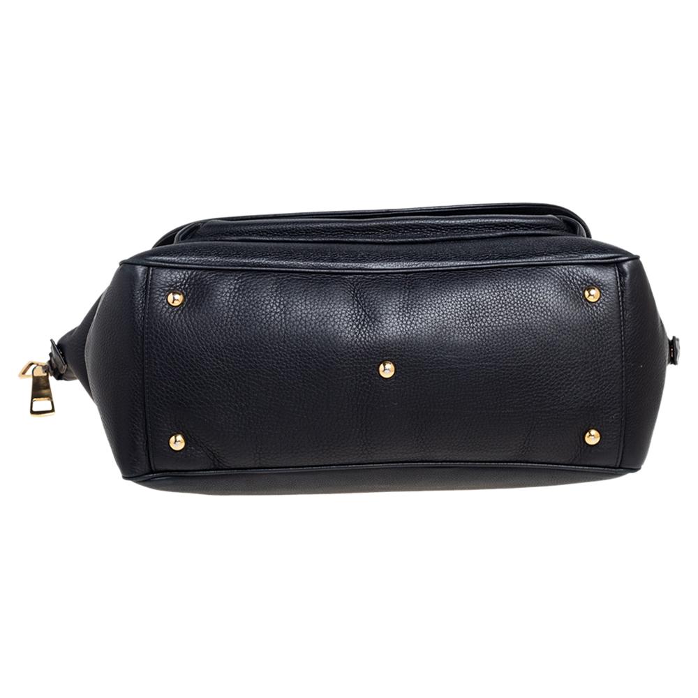 Women's Gucci Black Leather Medium 1973 Top Handle Bag